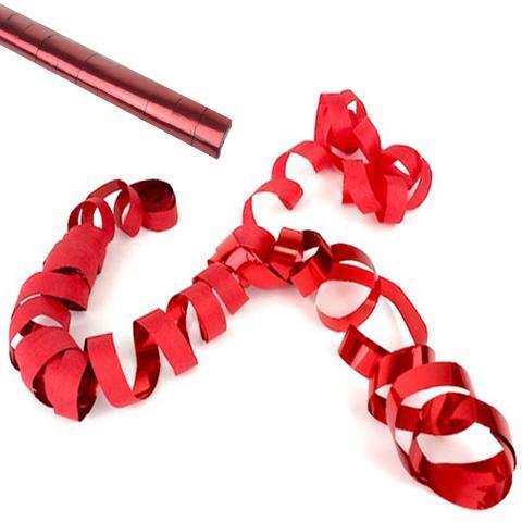 Red curly ribbon serpentine confetti. Red streamers set on