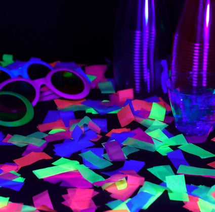 Neon Blacklight Confetti Rectangles in Launch Sleeves