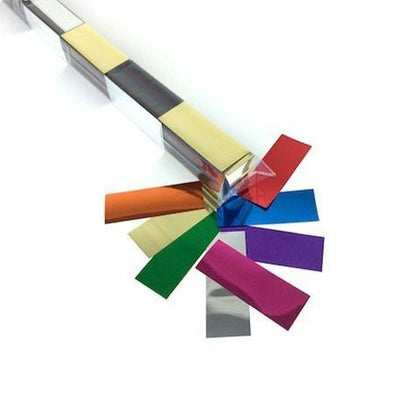 Metallic Confetti: Rainbow Multicolor Fluttering Rectangles, in Launch Sleeves