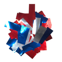 Metallic Confetti: Patriotic Red, Silver, Blue Fluttering Rectangles, 1 Pound Bulk