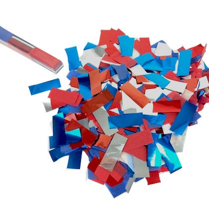 Red, White & Blue Confetti: Flashy Metallic-Tissue Mix in Launch Sleeves